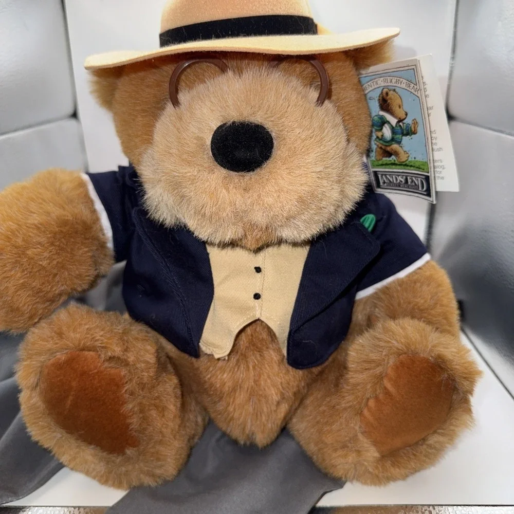 LANDS' END Rugby Teddy Bear ORIGINAL Big Daddy RARE - By Gund Excellent! EUC